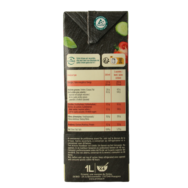 Primeal Gaspacho tomaat komkommer bio 1 Liter