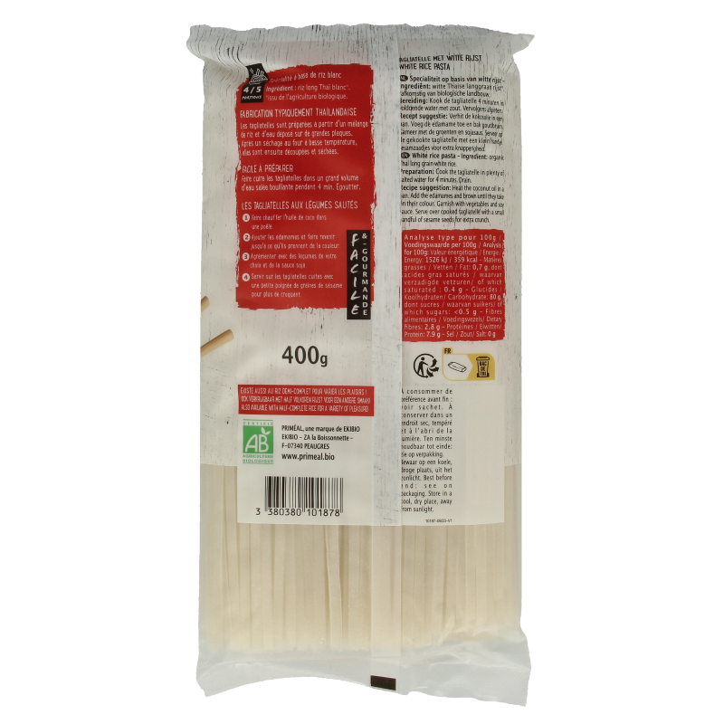 Primeal Rijstnoedels van witte rijst bio 400 Gram
