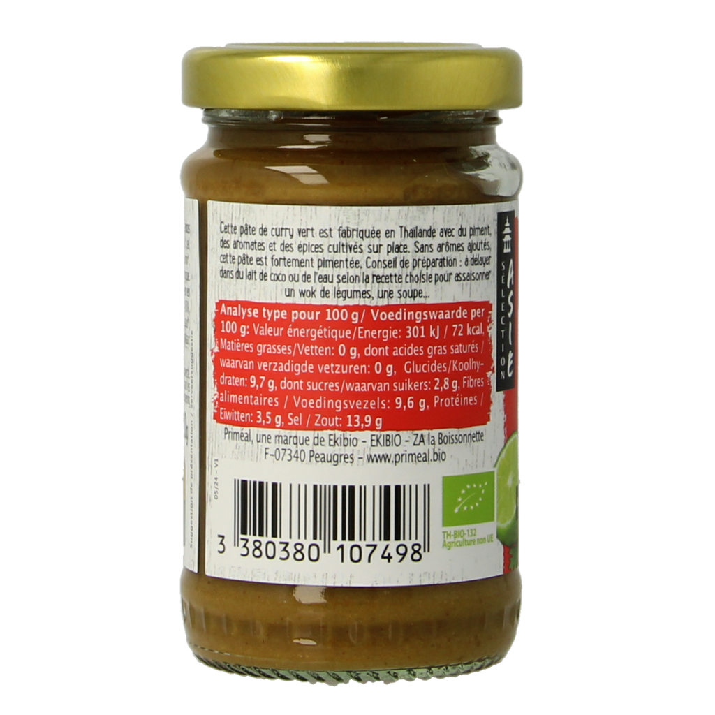 Primeal Groene curry pasta bio 120.00 Gram