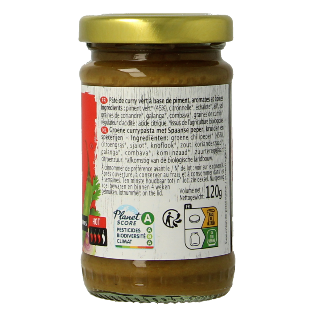 Primeal Groene curry pasta bio 120.00 Gram