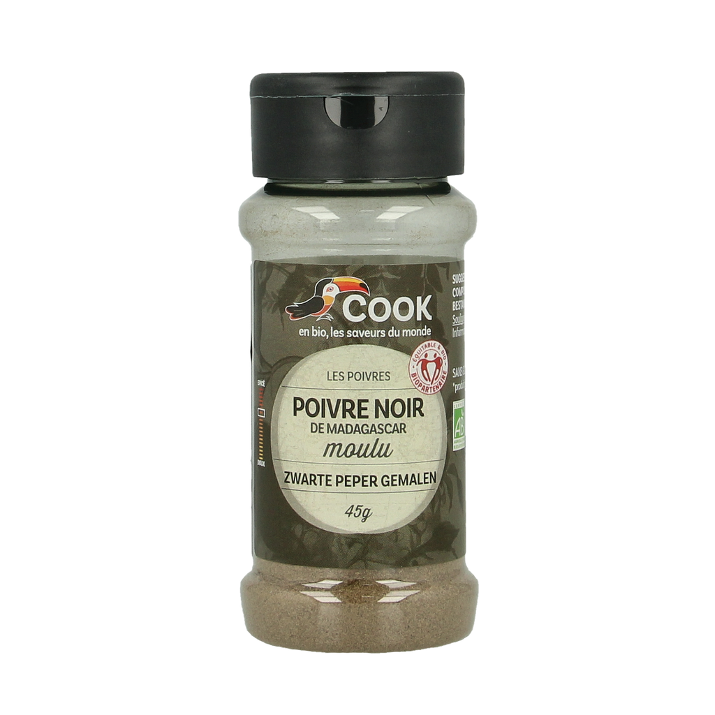 Cook Zwarte peper gemalen bio 45.00 Gram