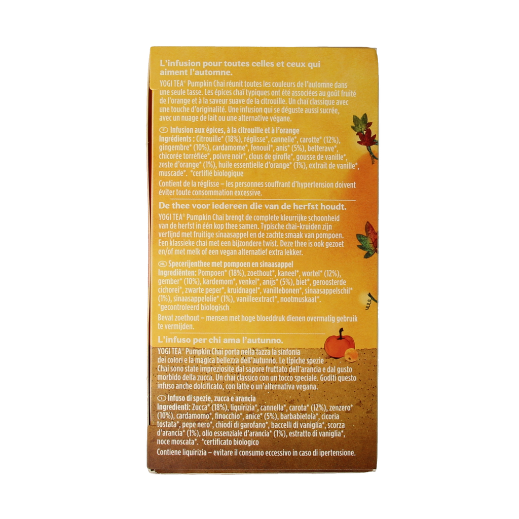 Yogi Tea Pumpkin chai bio 17.00 Zakjes
