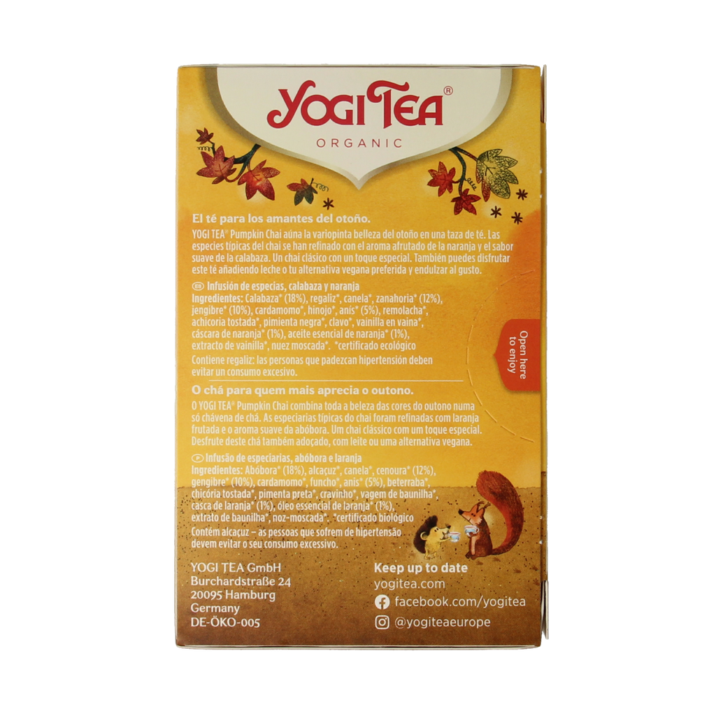 Yogi Tea Pumpkin chai bio 17.00 Zakjes