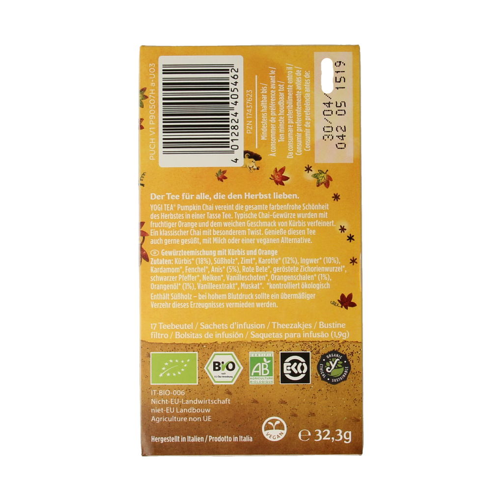 Yogi Tea Pumpkin chai bio 17.00 Zakjes