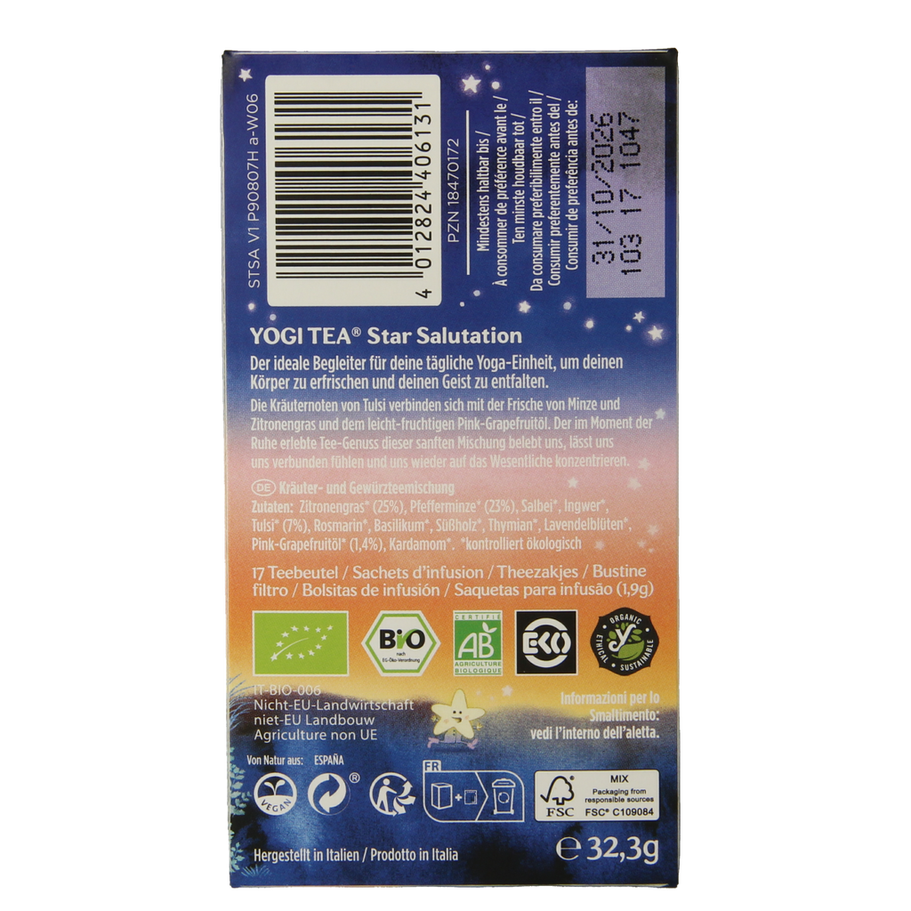 Yogi Tea Star salutation bio 17.00 Zakjes