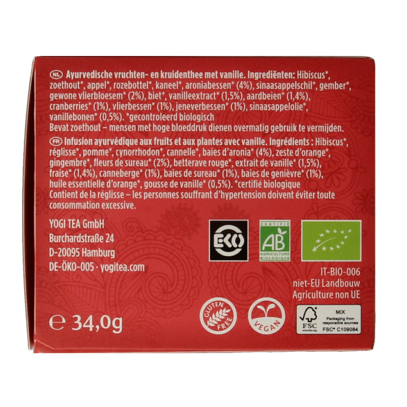 Yogi Tea Berry vanilla bio 17 Zakjes