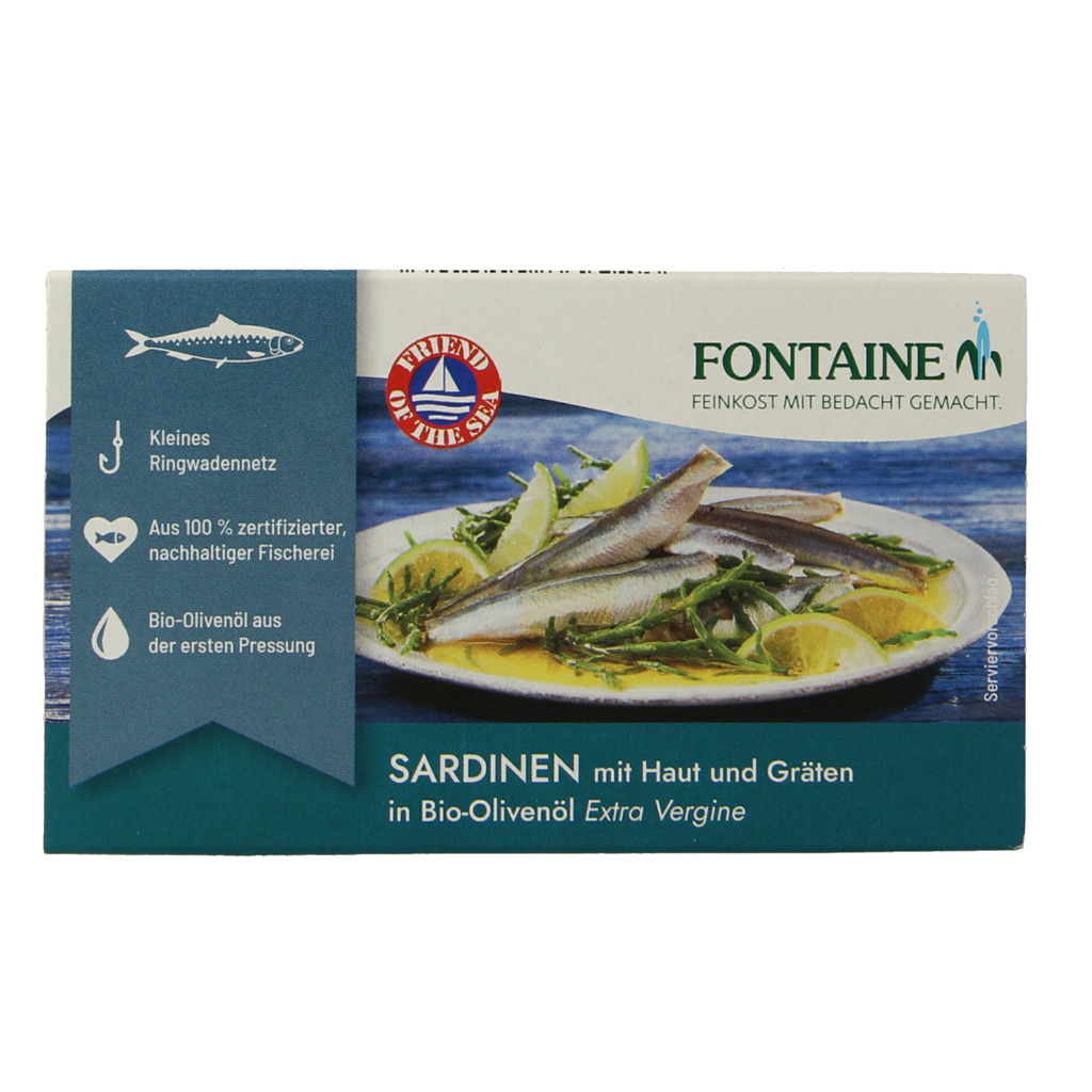 Fontaine Sardines met huid en graat 120.00 Gram
