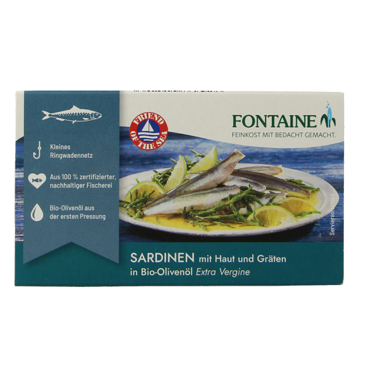 Fontaine Sardines met huid en graat 120 Gram