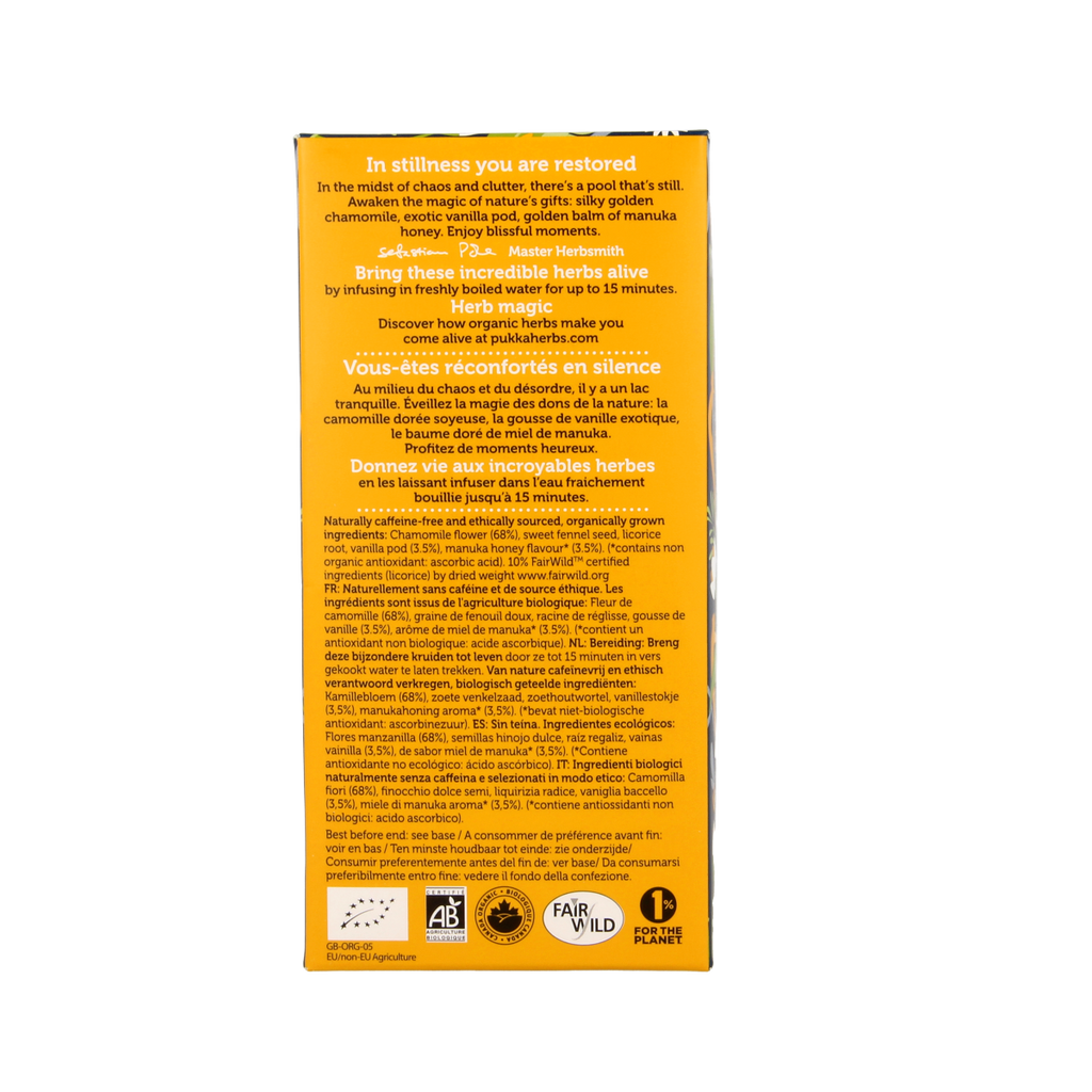 Pukka Chamomile vanille/manuka honing bio 20.00 Zakjes