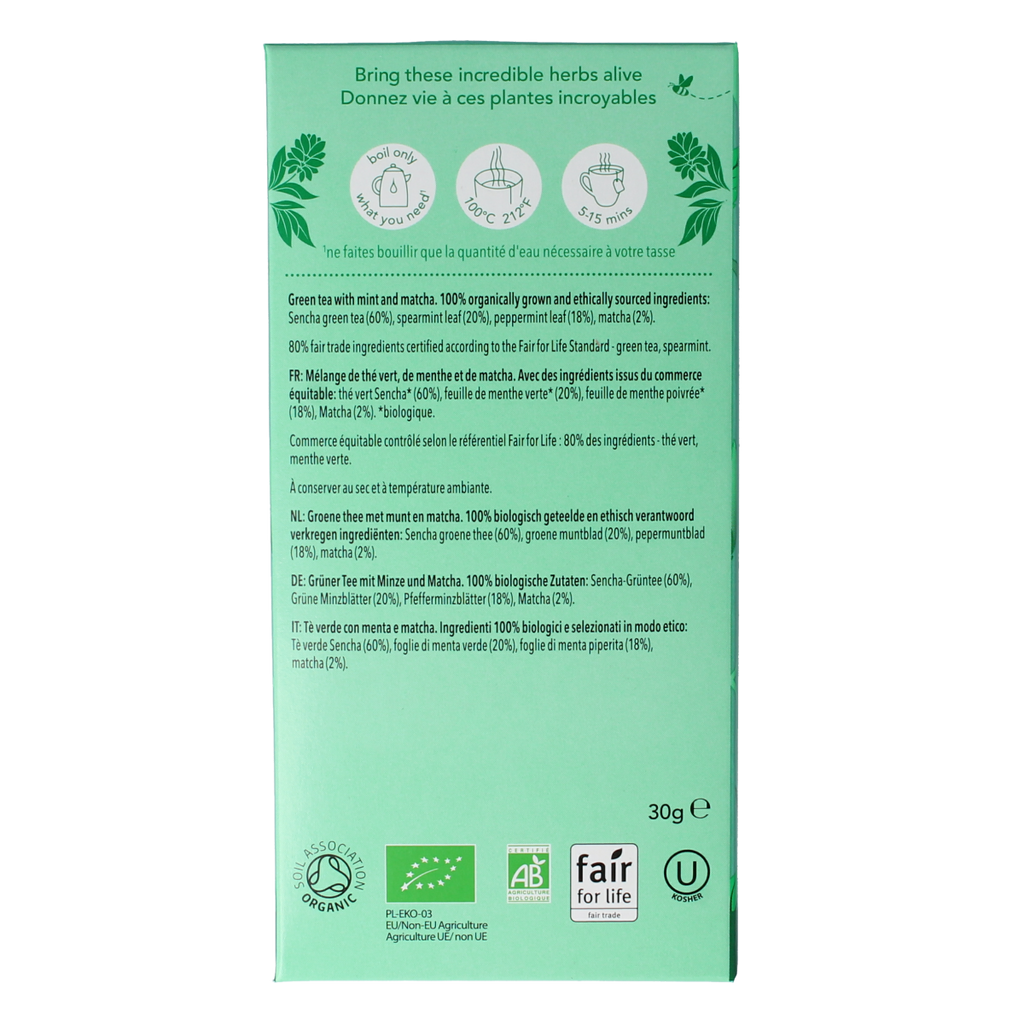Pukka Mint matcha green tea bio 20.00 Zakjes