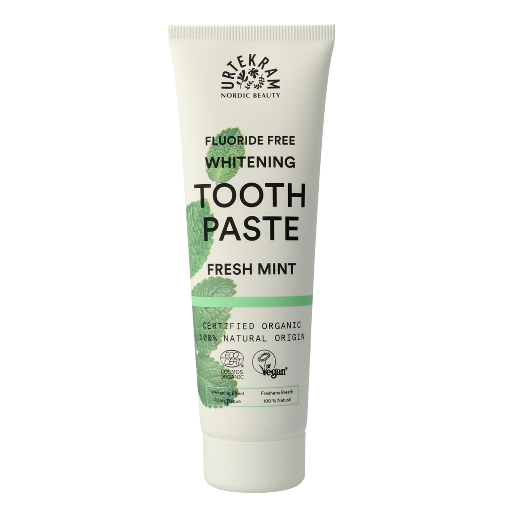 Urtekram Tandpasta whitening fresh mint 75.00 Milliliter