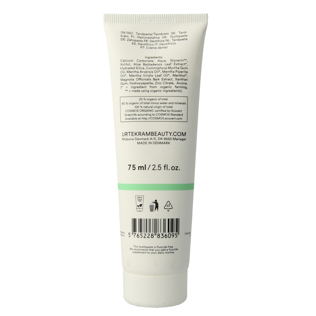 Urtekram Tandpasta whitening fresh mint 75.00 Milliliter