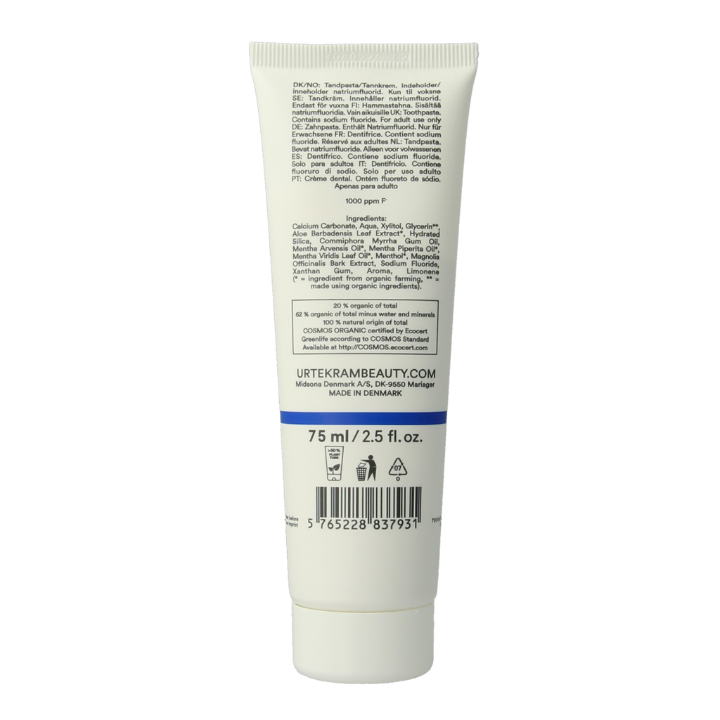 Urtekram Tandpasta mint fluoride 75.00 Milliliter