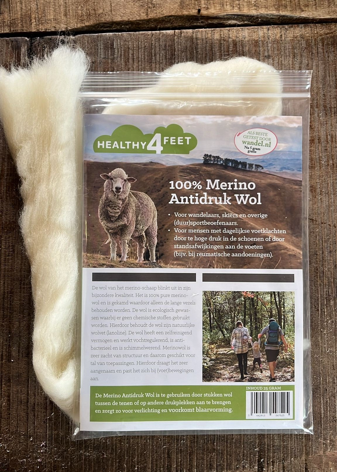 Healthy4Feet Wandel 100% Merino antidruk wol 50 + 5 gram 55.00 Gram
