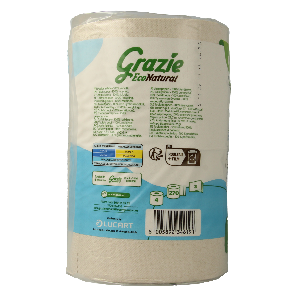 Grazie Natural Toiletpapier 3-laags 4.00 Stuks