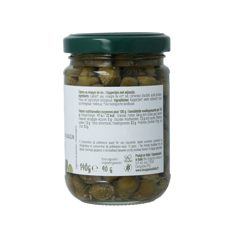 Bio Organica  Kappertjes in azijn bio 140 Gram