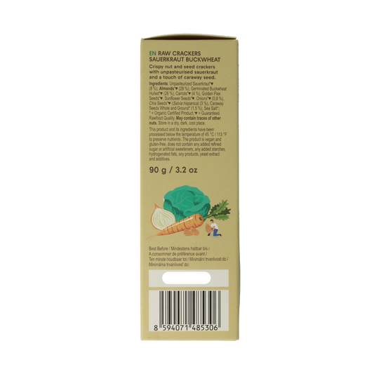 Lifefood Life crackers zuurkool boekweit raw bio 90 Gram