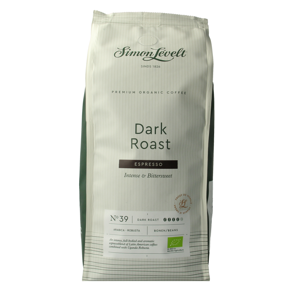 Simon Levelt Cafe N39 espresso dark roast bio 500.00 Gram