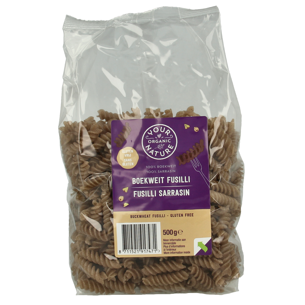 Your Organic Nature Boekweit pasta glutenvrij bio 500.00 Gram