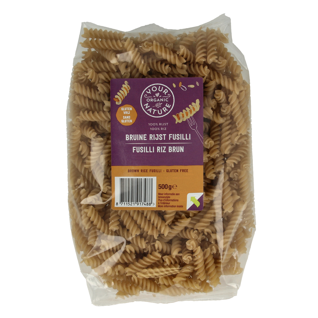 Your Organic Nature Bruine rijst pasta glutenvrij bio  500.00 Gram