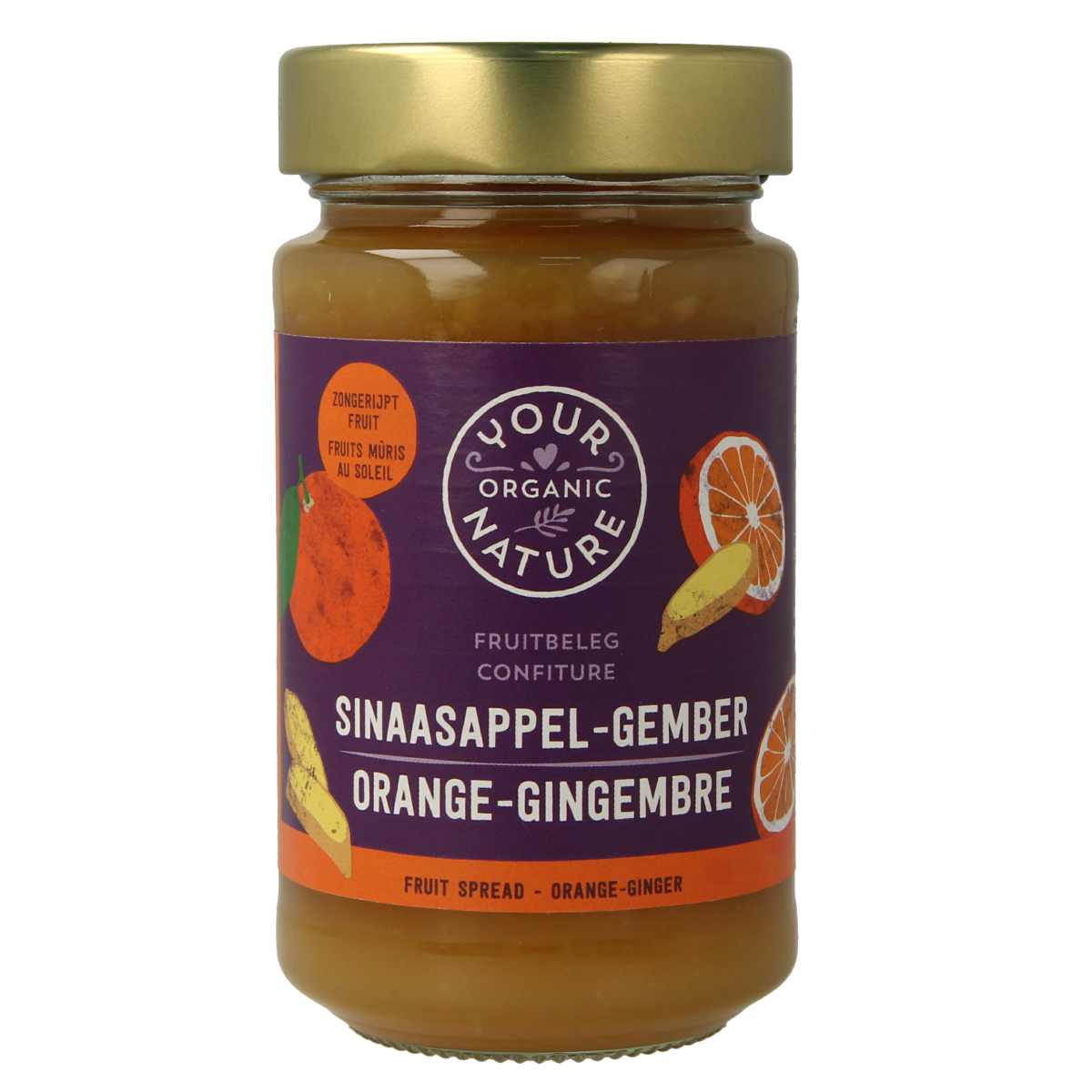 Your Organic Nature Fruit beleg sinaasappel / gember bio 250.00 Gram