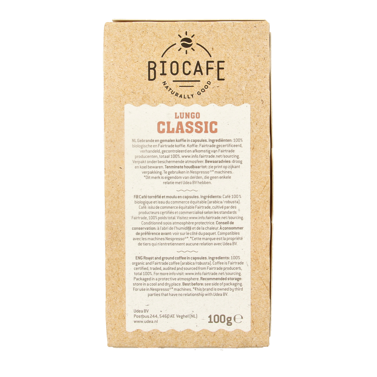 Biocafe Lungo capsules bio 20.00 Stuks