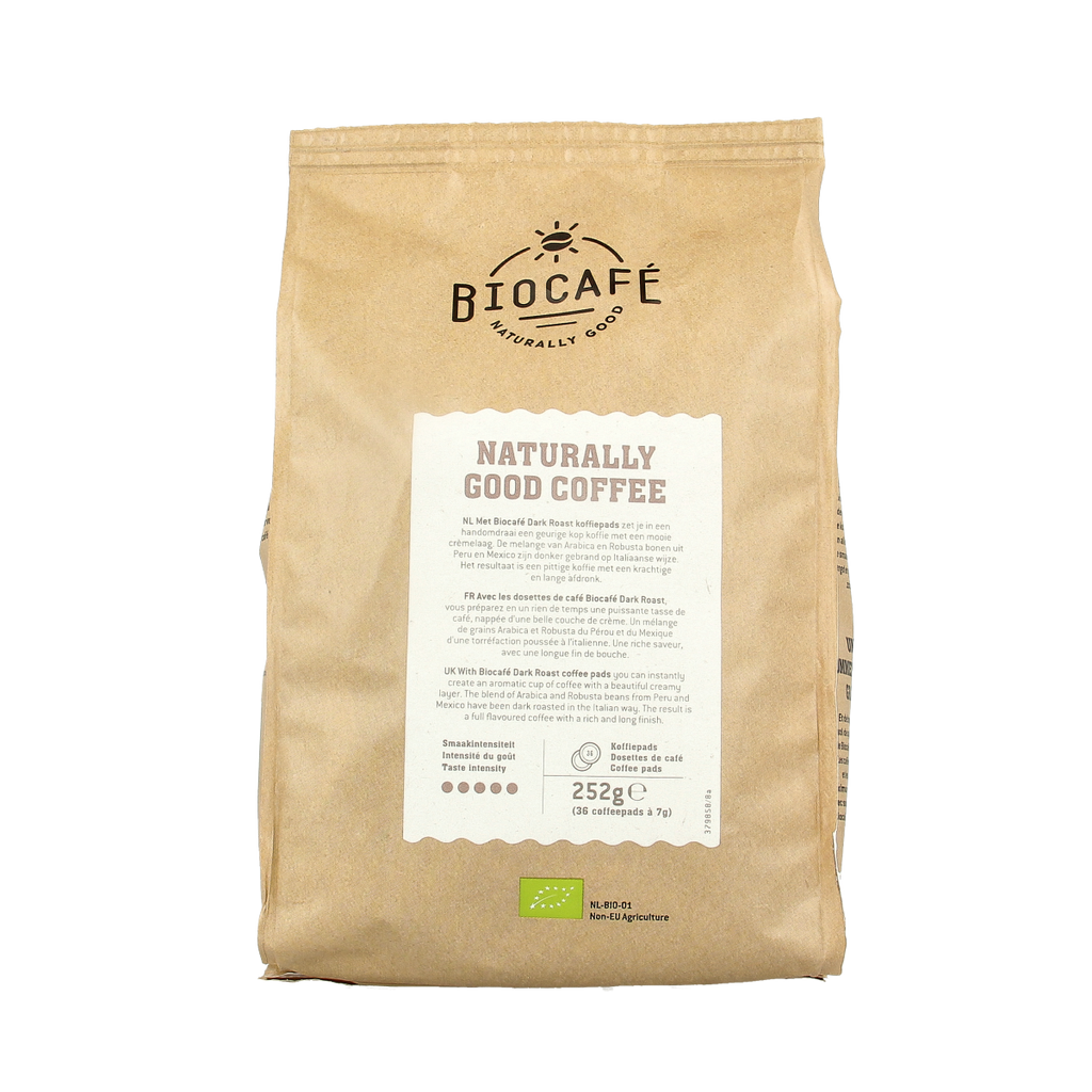 Biocafe Coffee pads dark roast bio 36.00 Stuks