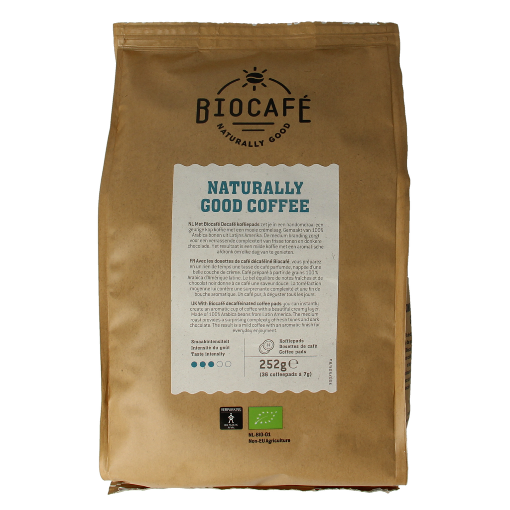 Biocafe Coffee pads caffeinevrij bio 36.00 Stuks