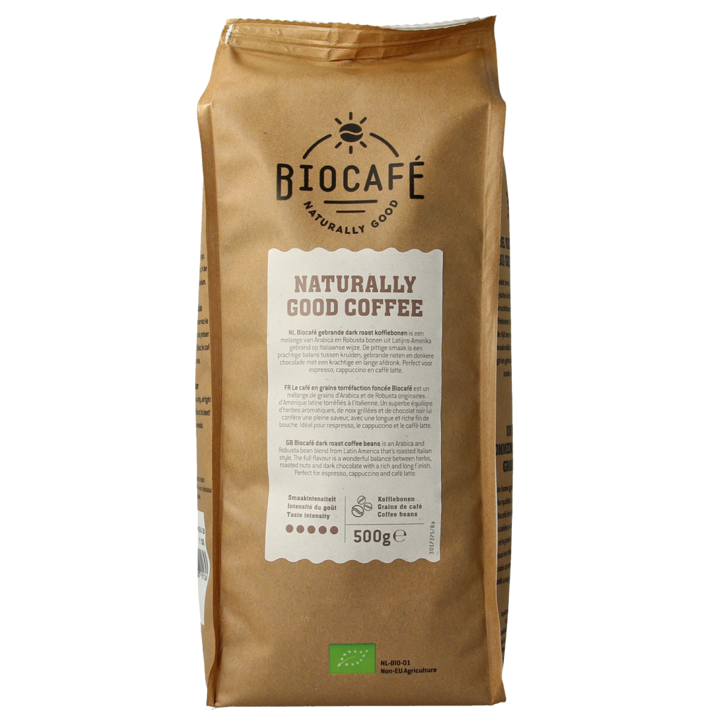 Biocafe Koffiebonen dark roast bio 500.00 Gram
