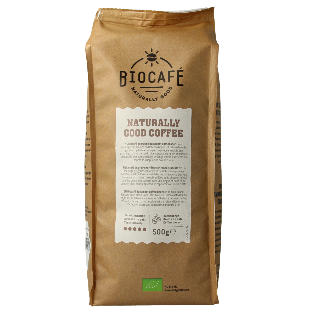 Biocafe Koffiebonen dark roast bio 500.00 Gram