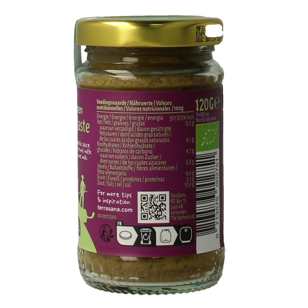 TerraSana Thaise groene currypasta bio 120.00 Gram