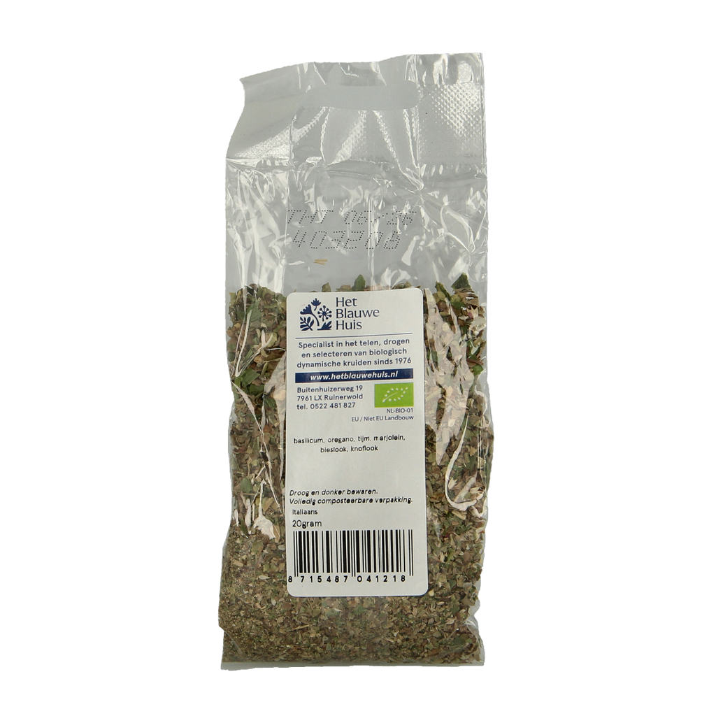 Het Blauwe Huis Kruiden Italiaans bio 20.00 Gram