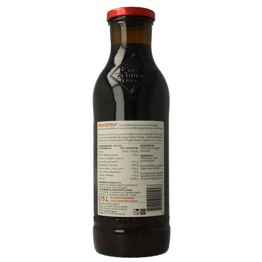 Schulp Krachtsap kersensap puur bio 750.00 Milliliter