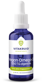 Vitakruid Vegan Omega 3 algenolie 1250 tryglyceriden 500 DHA 50.00 Milliliter