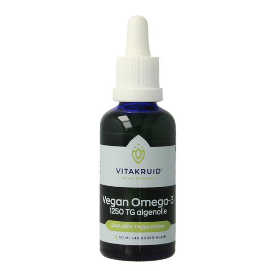 Vitakruid Vegan Omega 3 algenolie 1250 tryglyceriden 500 DHA 50 Milliliter