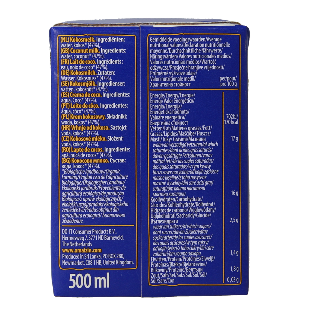 Amaizin Kokosmelk bio 500.00 Milliliter
