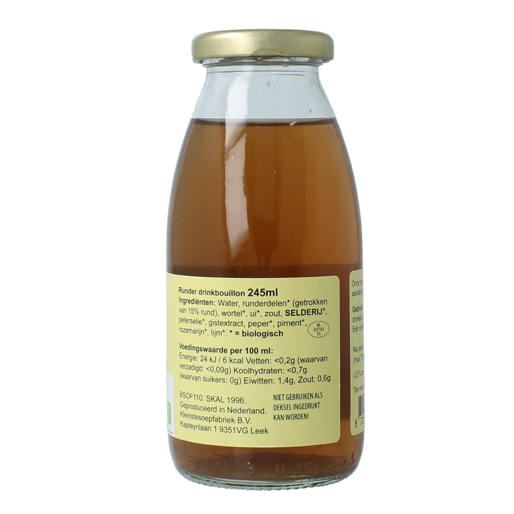 Kleinstesoepfabriek Drinkbouillon rund bio 245.00 Milliliter