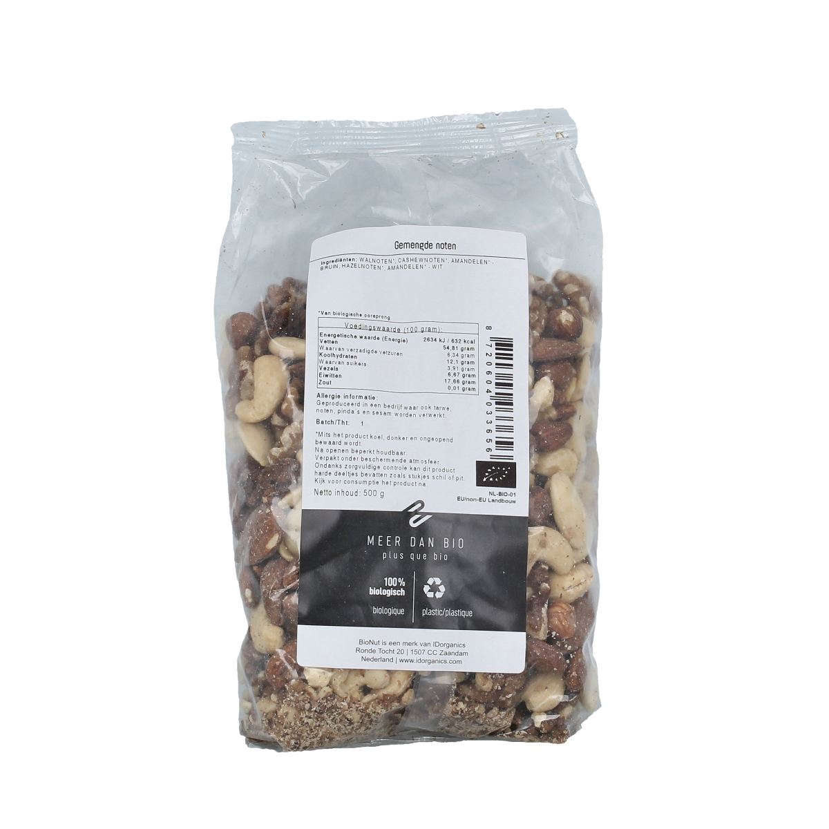 Bionut Gemengde noten zonder paranoten bio 500.00 Gram