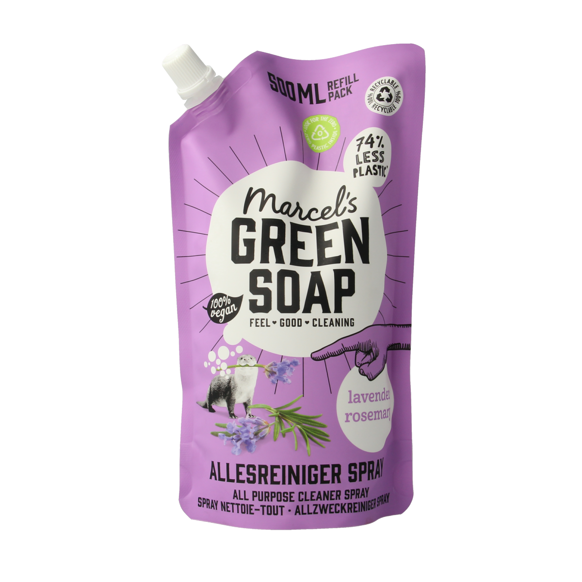 Marcel's Green Soap Allesreiniger lavendel & rozemarijn navulling 500.00 Milliliter