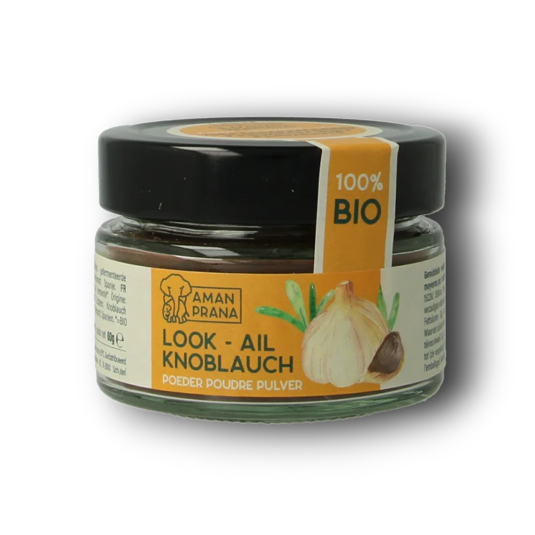 Amanprana Zwarte knoflookpoeder bio 60 Gram