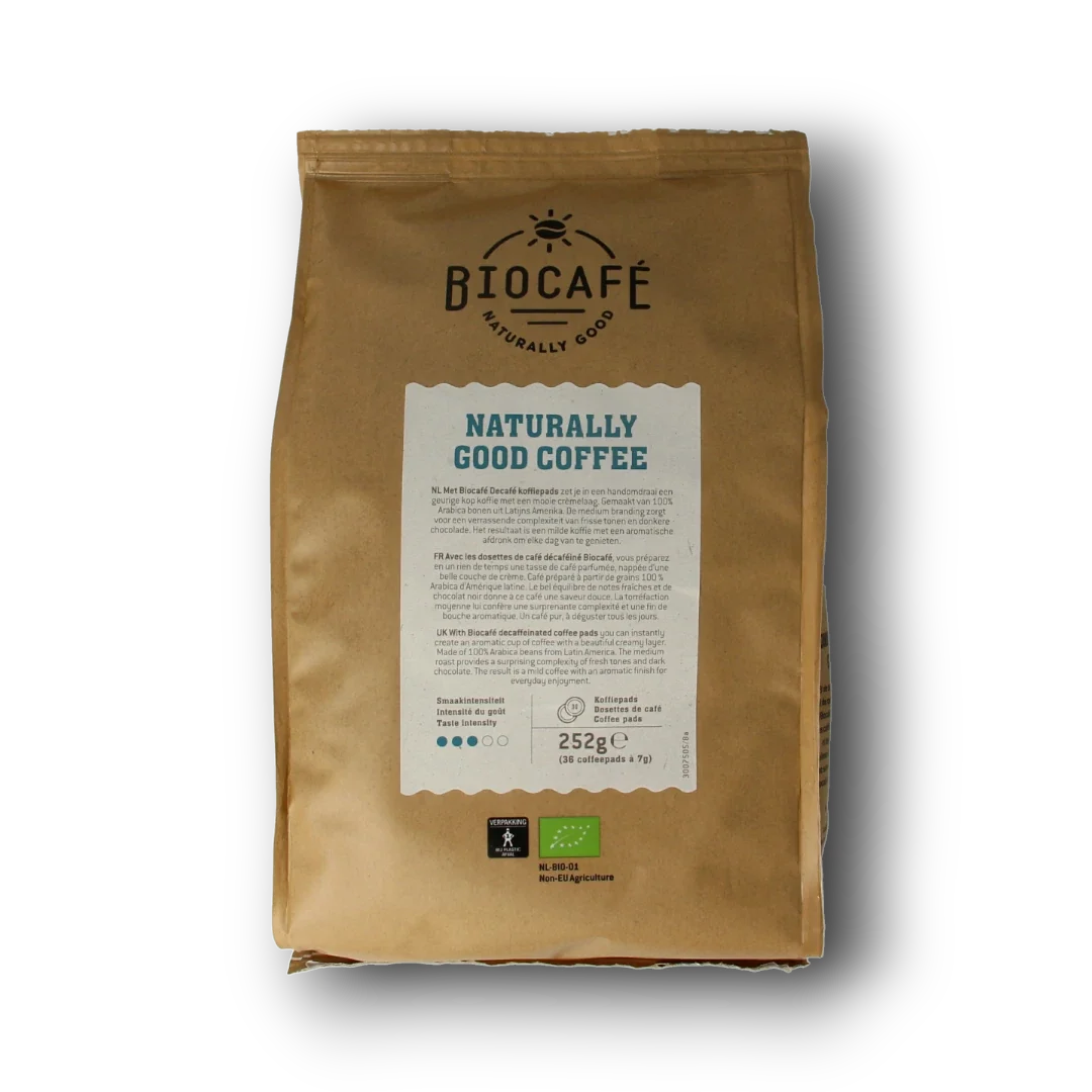 Biocafe Coffee pads caffeinevrij bio 36.00 Stuks