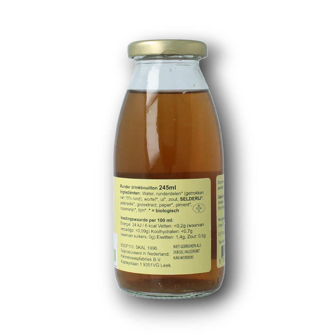 Kleinstesoepfabriek Drinkbouillon rund bio 245.00 Milliliter
