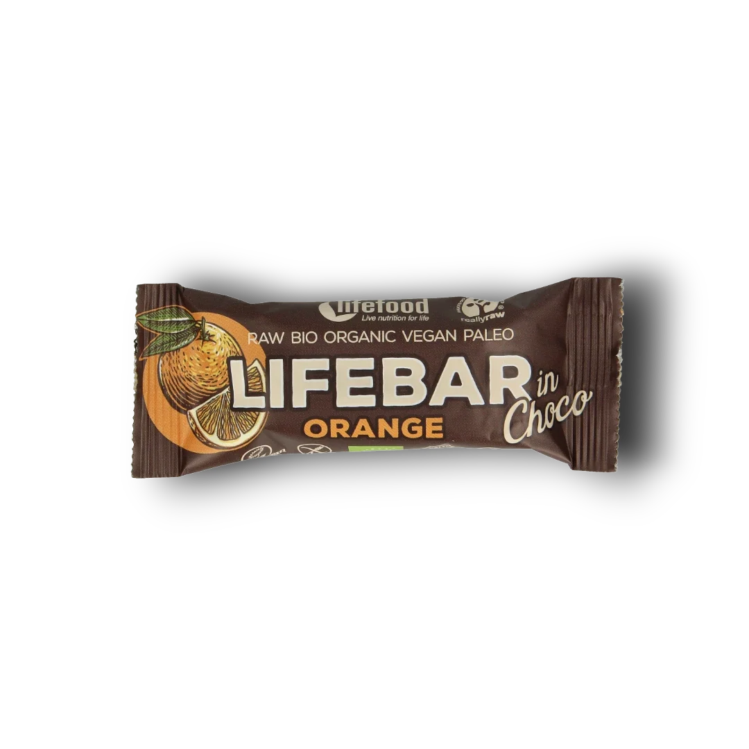 Lifefood Lifebar inchoco sinaasappel bio raw 40.00 Gram