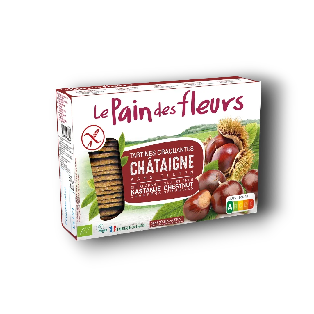 Pain Des Fleurs Krokante crackers kastanje glutenvrij bio 300.00 Gram