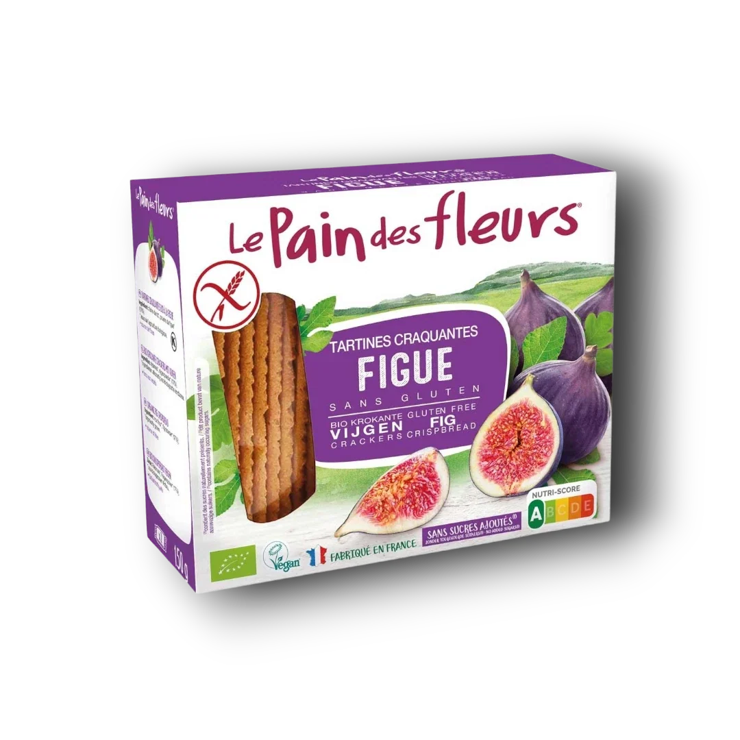 Pain Des Fleurs Krokante crackers vijgen glutenvrij bio 150.00 Gram