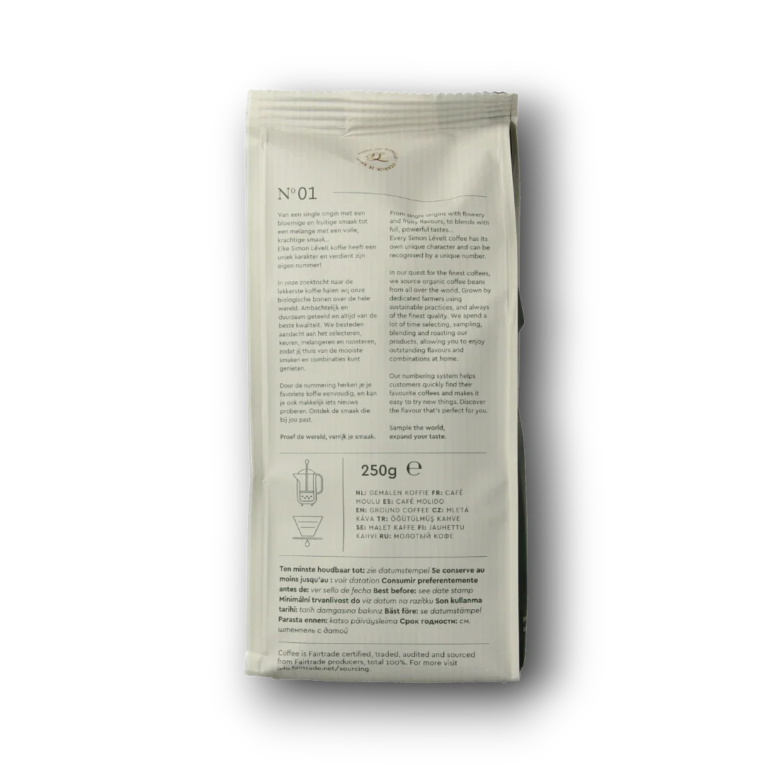 Simon Levelt Cafe organico dolce snelfilter bio 250.00 Gram