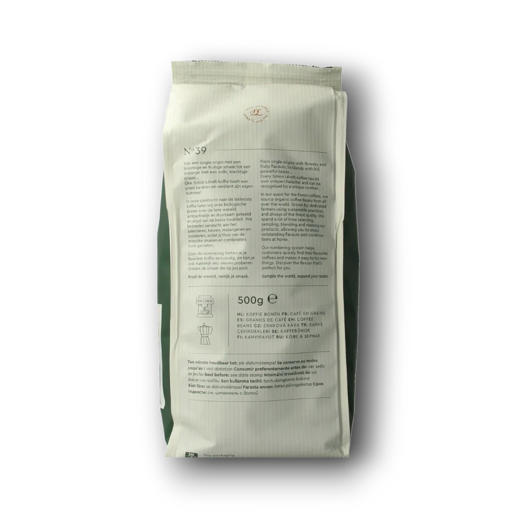 Simon Levelt Cafe N39 espresso dark roast bio 500.00 Gram
