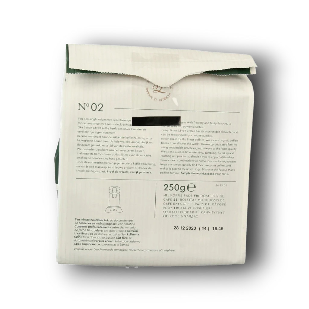 Simon Levelt Cafe pads forte superior blend bio 36 Stuks
