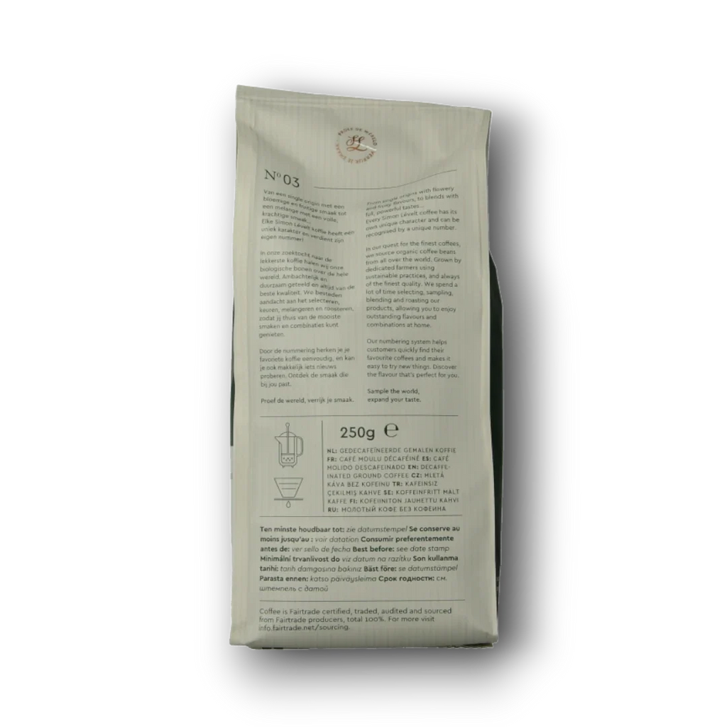 Simon Levelt Cafe organico senza decaf bio 250 Gram