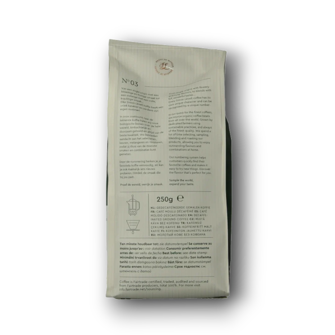 Simon Levelt Cafe organico senza decaf bio 250 Gram